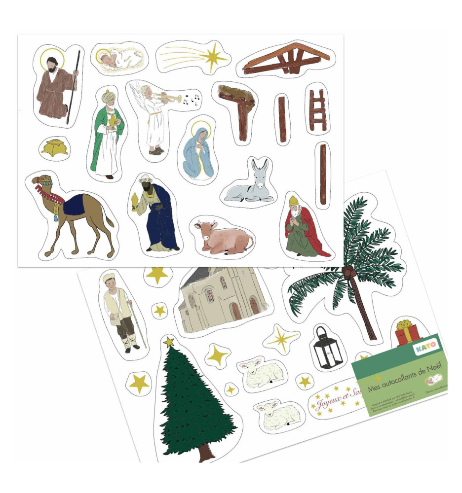 MES AUTOCOLLANTS DE NOEL - 2 PLANCHES DE 18 AUTOCOLLANTS