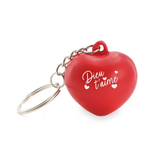 PORTE-CLES COEUR ANTISTRESS ROUGE