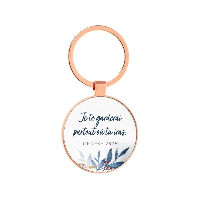 PORTE-CLES METAL ROSE DORE - JE TE GARDERAI PARTOUT OU TU IRAS