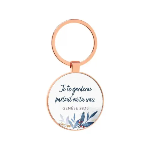 PORTE-CLES METAL ROSE DORE - JE TE GARDERAI PARTOUT OU TU IRAS