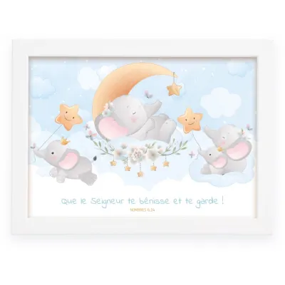 CADRE POSTER ENFANT ELEPHANTEAU
