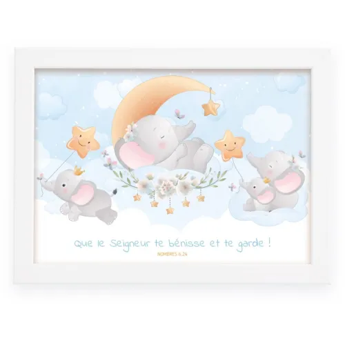 CADRE POSTER ENFANT ELEPHANTEAU