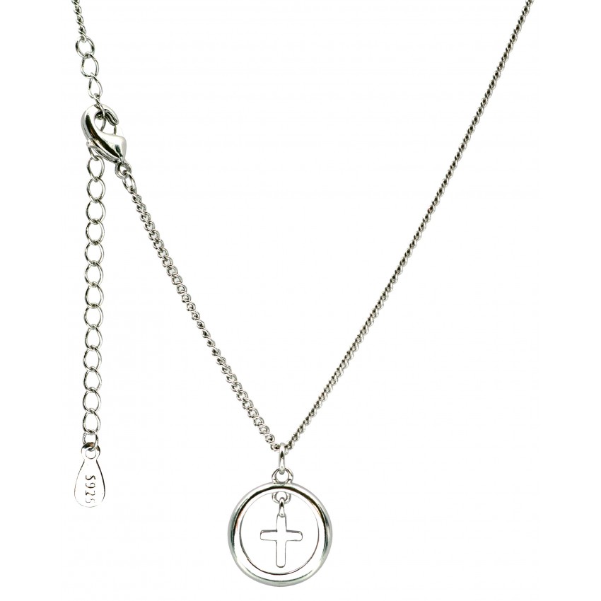 COLLIER CROIX DANS ANNEAU EN ARGENT