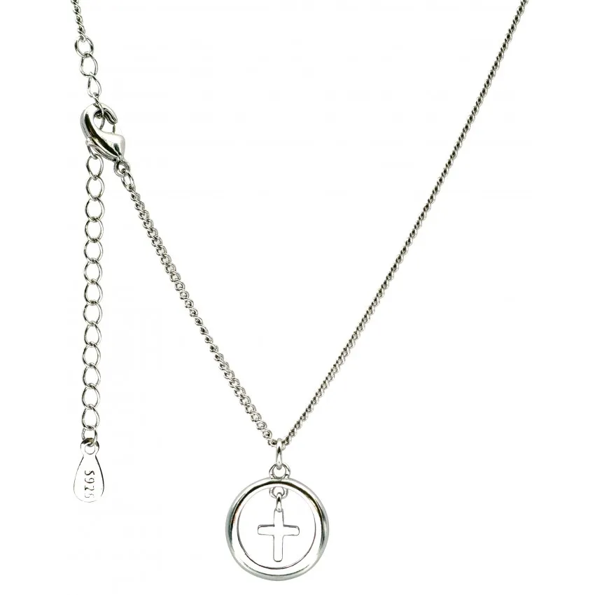 COLLIER CROIX DANS ANNEAU EN ARGENT