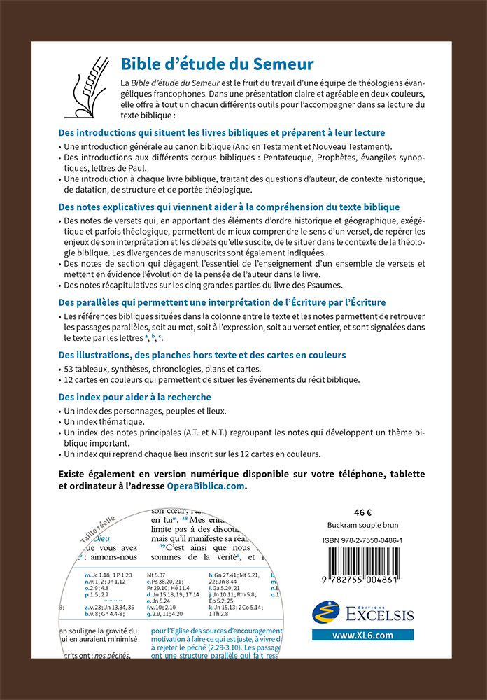 BIBLE SEMEUR 2015 ETUDE SOUPLE MARRON TRANCHE BLANCHE