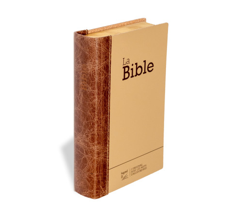 BIBLE SEGOND 21 COMPACTE "PREMIUM STYLE" SEMI RIGIDE DUO CUIR PRALINE CHOCOLAT - TRANCHES DOREES