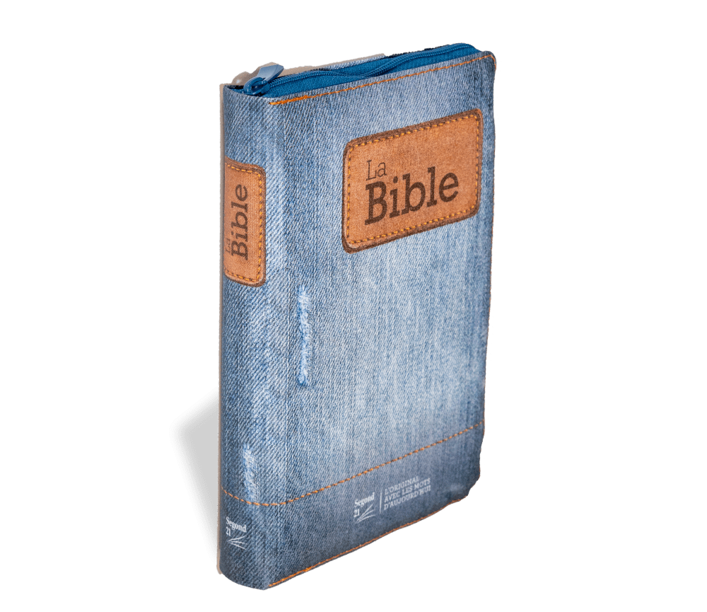 BIBLE SEGOND 21 COMPACTE "PREMIUM STYLE" SOUPLE TOILEE MOTIF JEAN - AVEC FERMETURE ECLAIR