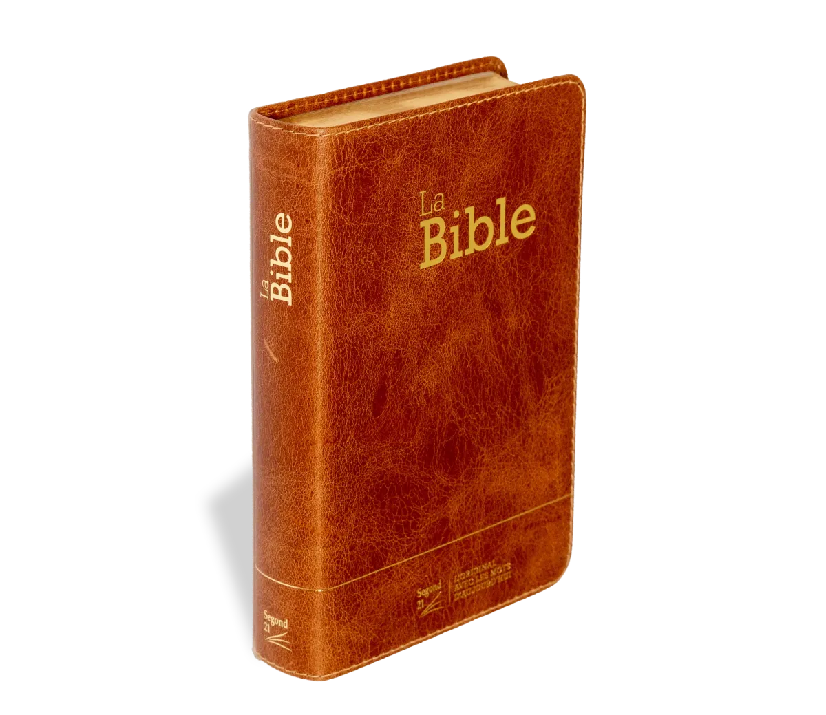 BIBLE SEGOND 21 COMPACTE "PREMIUM STYLE" SEMI-RIGIDE CUIR BRUN AVEC TRANCHES DOREES