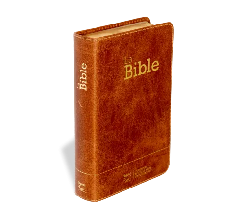 BIBLE SEGOND 21 COMPACTE "PREMIUM STYLE" SEMI-RIGIDE CUIR BRUN AVEC TRANCHES DOREES