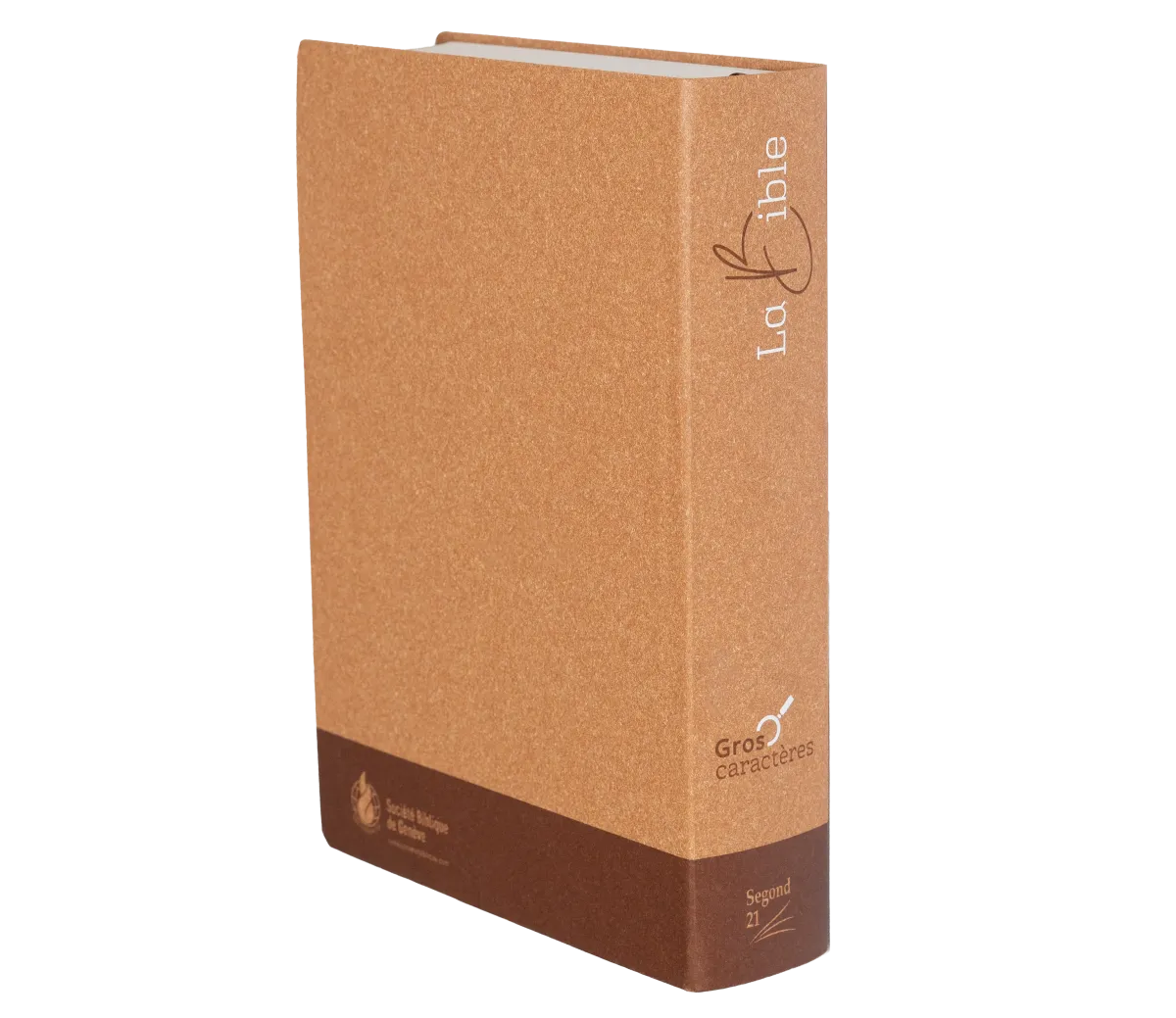 BIBLE SEGOND 21 GROS CARACTERES SEMI-RIGIDE PAPIER BRUN CHINÉ EN FIBRES NATURELLES