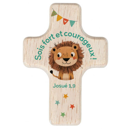 MINI CROIX EN BOIS "LION"