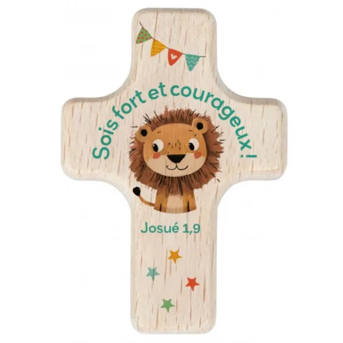 MINI CROIX EN BOIS "LION"