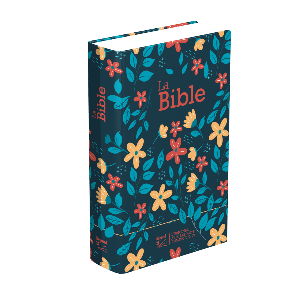 BIBLE SEGOND 21 COMPACTE "PREMIUM STYLE" RIGIDE TOILE MATELASSEE MOTIF FLEURI