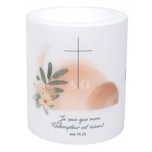 BOUGIE ET PHOTOPHORE EN CIRE "MON REDEMPTEUR EST VIVANT"