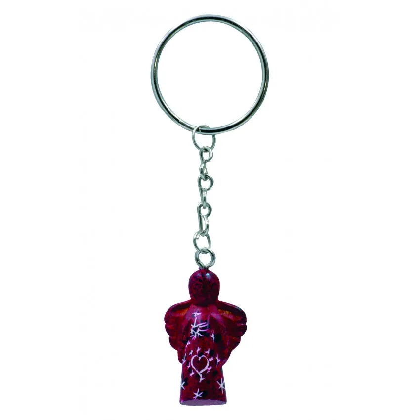 PORTE-CLES ANGE GARDIEN "COEUR" ROUGE