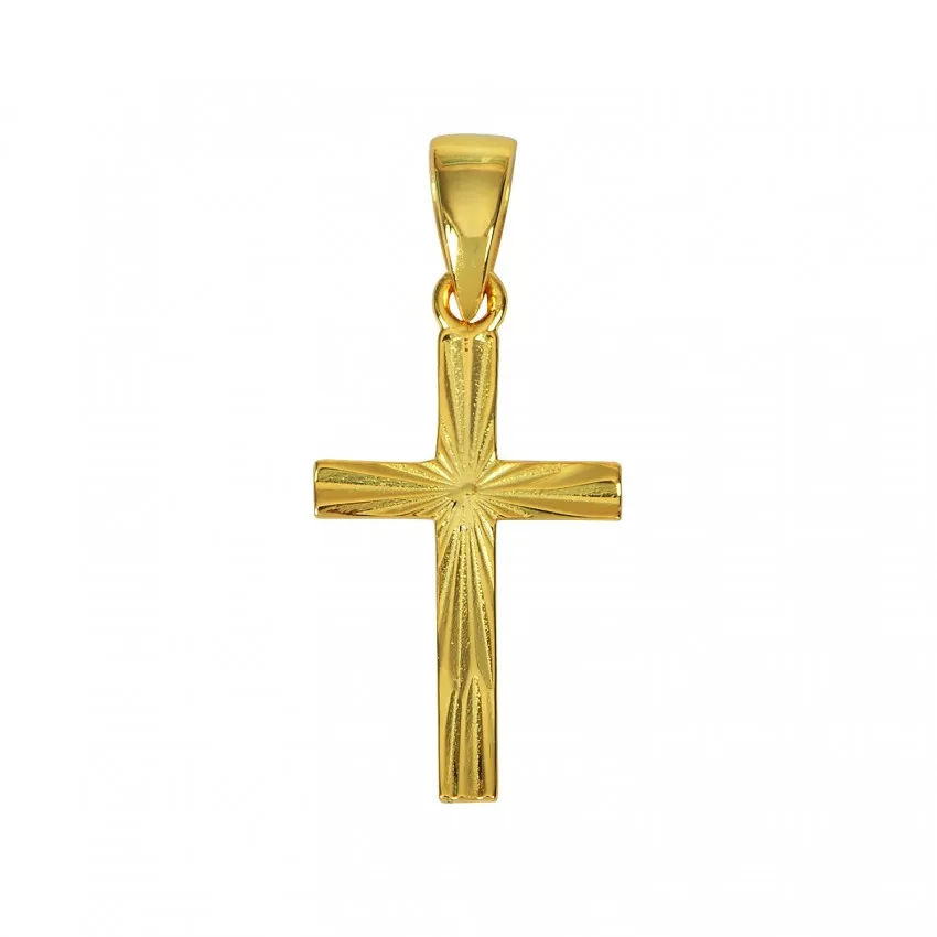 PENDENTIF CROIX 3 PLAQUE OR - ARGENT STERLING 925