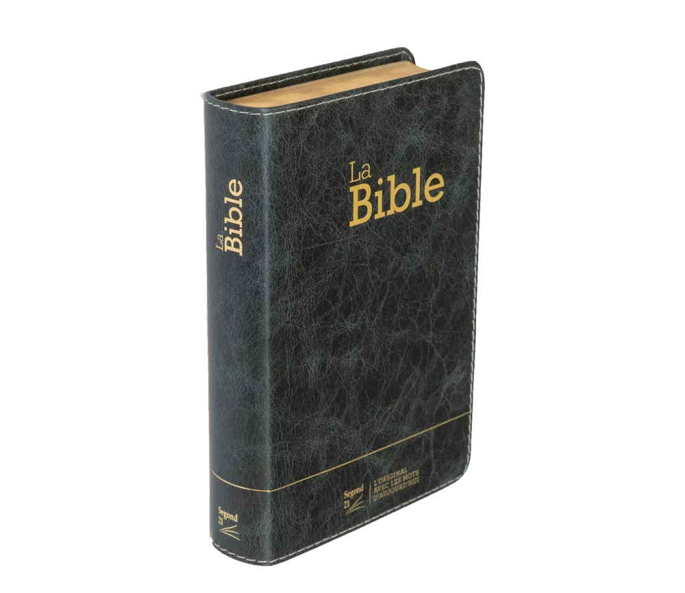 BIBLE SEGOND 21 COMPACTE "PREMIUM STYLE" SEMI-RIGIDE CUIR ANTHRACITE AVEC TRANCHES DOREES