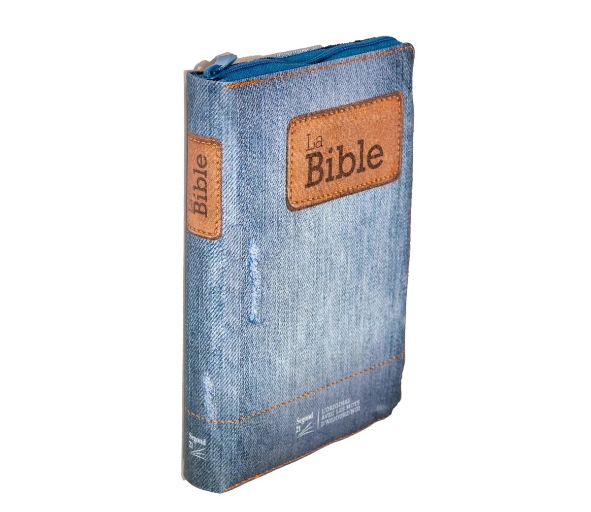 BIBLE SEGOND 21 COMPACTE "PREMIUM STYLE" SOUPLE TOILEE MOTIF JEAN - AVEC FERMETURE ECLAIR