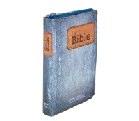 BIBLE SEGOND 21 COMPACTE "PREMIUM STYLE" SOUPLE TOILEE MOTIF JEAN - AVEC FERMETURE ECLAIR