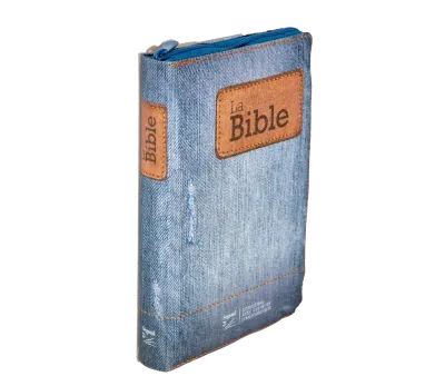 BIBLE SEGOND 21 COMPACTE "PREMIUM STYLE" SOUPLE TOILEE MOTIF JEAN - AVEC FERMETURE ECLAIR