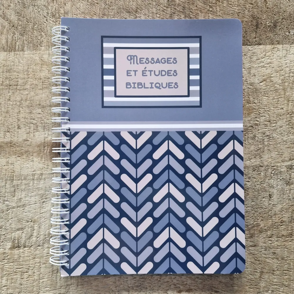 CARNET A5 A SPIRALES MOTIFS GEOMETRIQUE BLEU