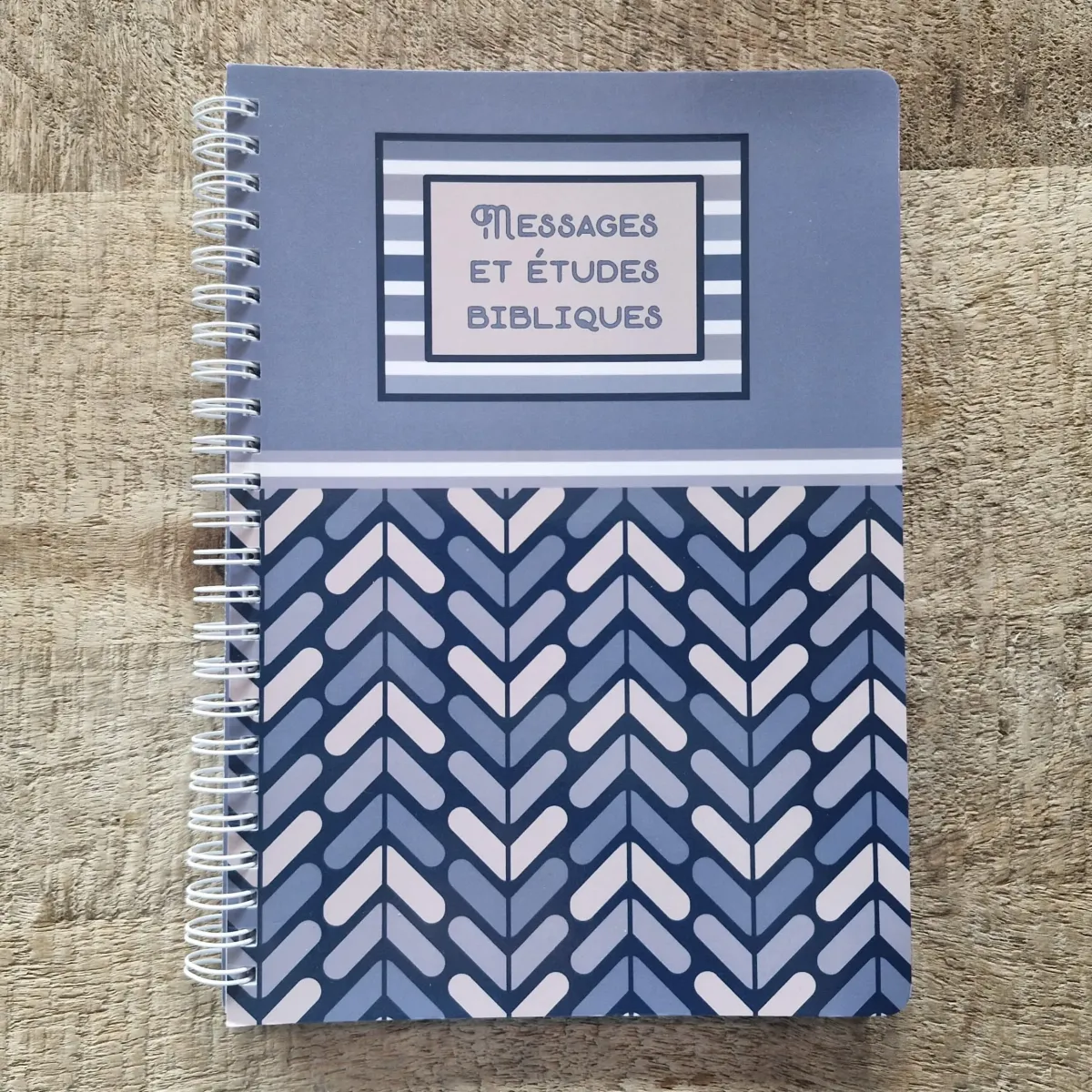CARNET A5 A SPIRALES MOTIFS GEOMETRIQUE BLEU