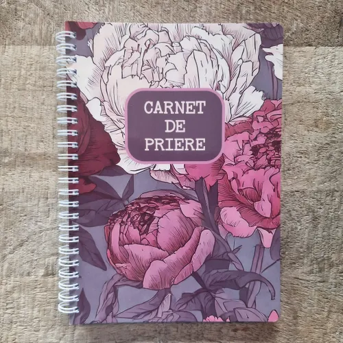 CARNET A5 A SPIRALES MOTIFS PIVOINES