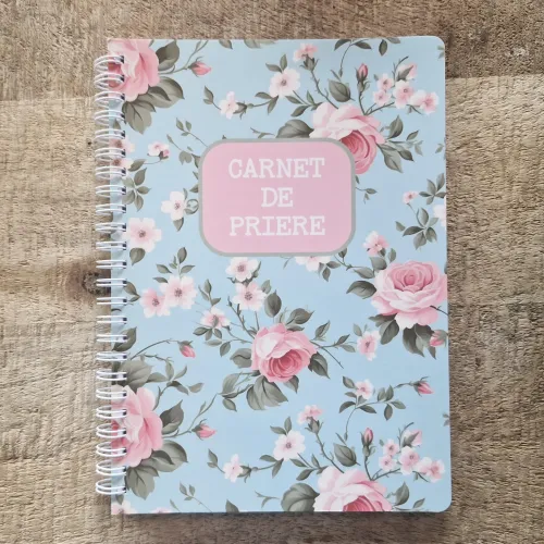 CARNET A5 A SPIRALES MOTIFS ROSES