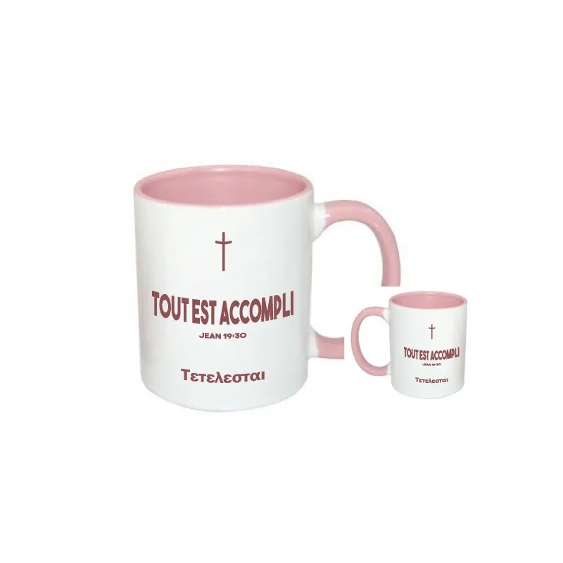 MUG BICOLORE BLANC ROSE TOUT EST ACCOMPLI