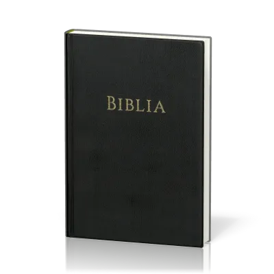 ROUMAIN BIBLE RIGIDE SIMILI NOIR AVEC PARALLELES