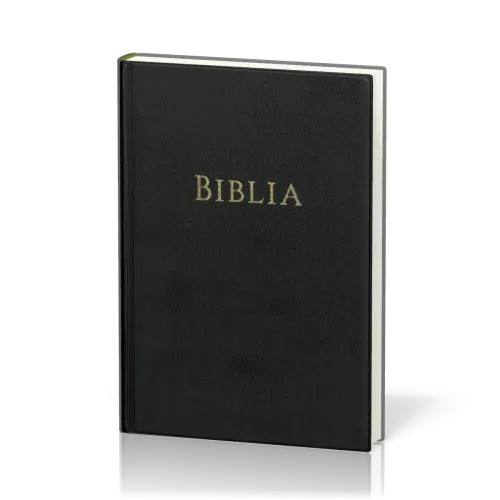 ROUMAIN BIBLE RIGIDE SIMILI NOIR AVEC PARALLELES