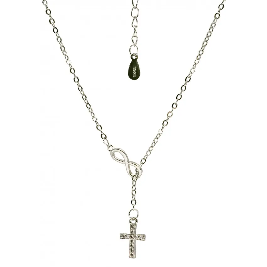 COLLIER CROIX ARGENT AVEC SYMBOLE DE L'INFINI