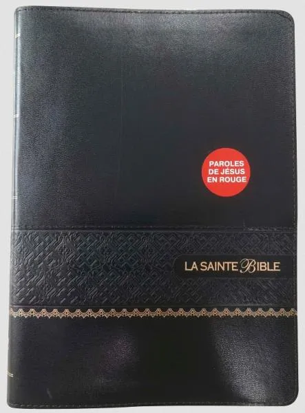BIBLE SEGOND 1910 GROS CARACTERES SOUPLE SIMILICUIR NOIR ONGLETS PAROLES DE JESUS EN ROUGE