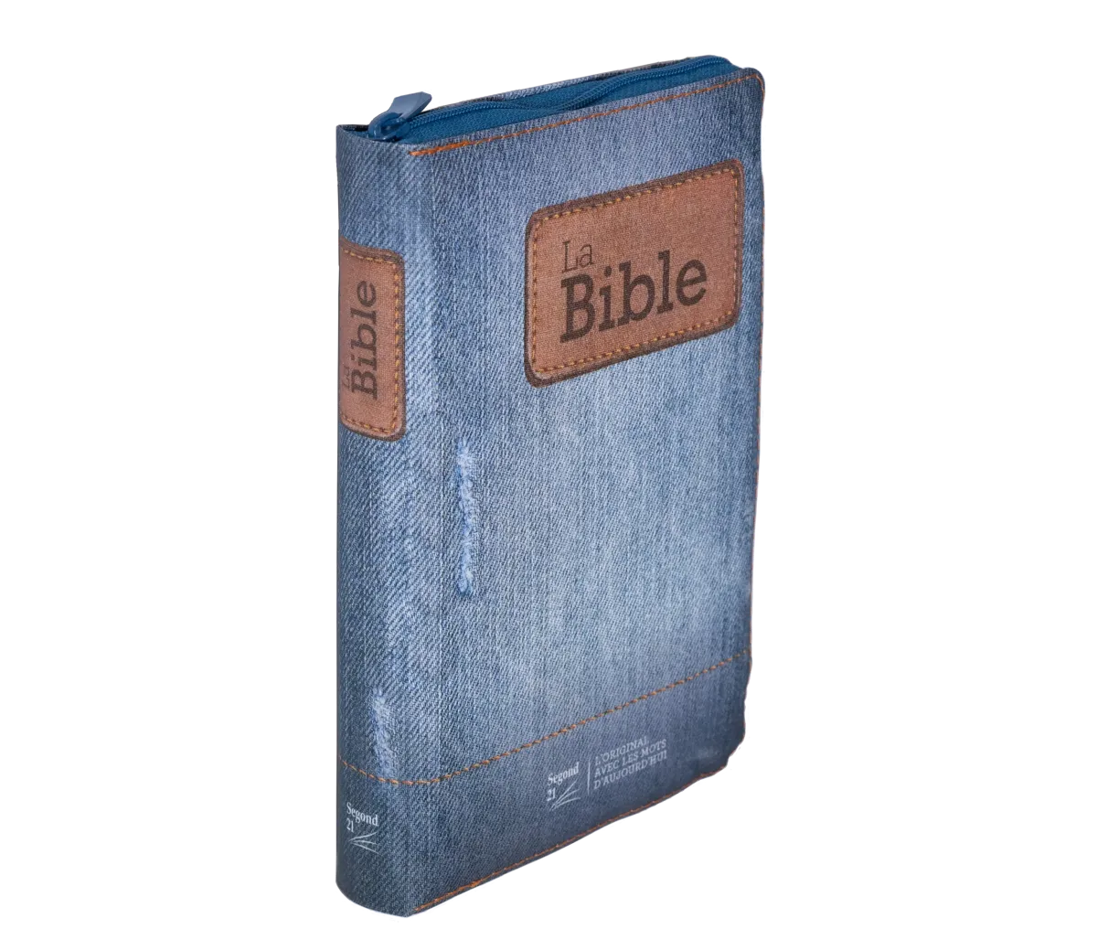 BIBLE SEGOND 21 COMPACTE "PREMIUM STYLE" SOUPLE TOILEE MOTIF JEAN - AVEC FERMETURE ECLAIR
