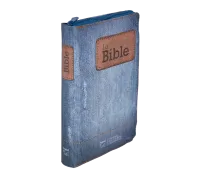 BIBLE SEGOND 21 COMPACTE "PREMIUM STYLE" SOUPLE TOILEE MOTIF JEAN - AVEC FERMETURE ECLAIR