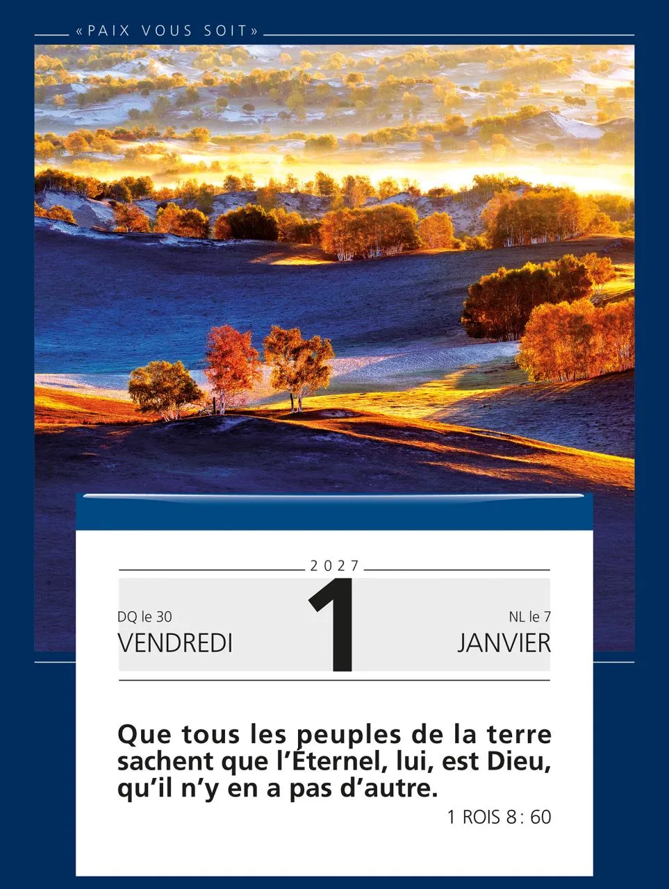 CALENDRIER BONNE SEMENCE PAIX VOUS SOIT MURAL