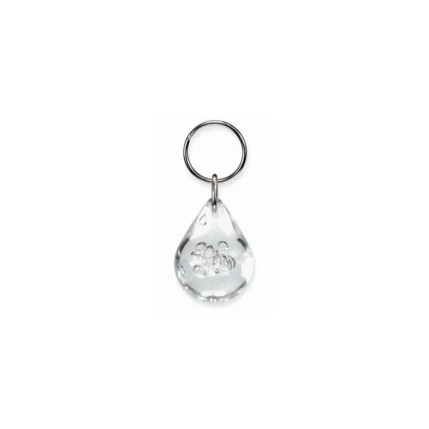 PORTE-CLES GOUTTE D'EAU TRANSPARENTE 5CM PS. 36 V. 10