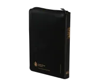 BIBLE NEG COMPACTE FIBROCUIR NOIR TR. OR ONGLETS FERMETURE ECLAIR