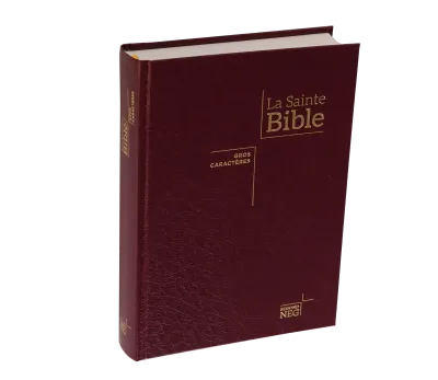 BIBLE NEG GROS CARACTERES RIGIDE BORDEAUX