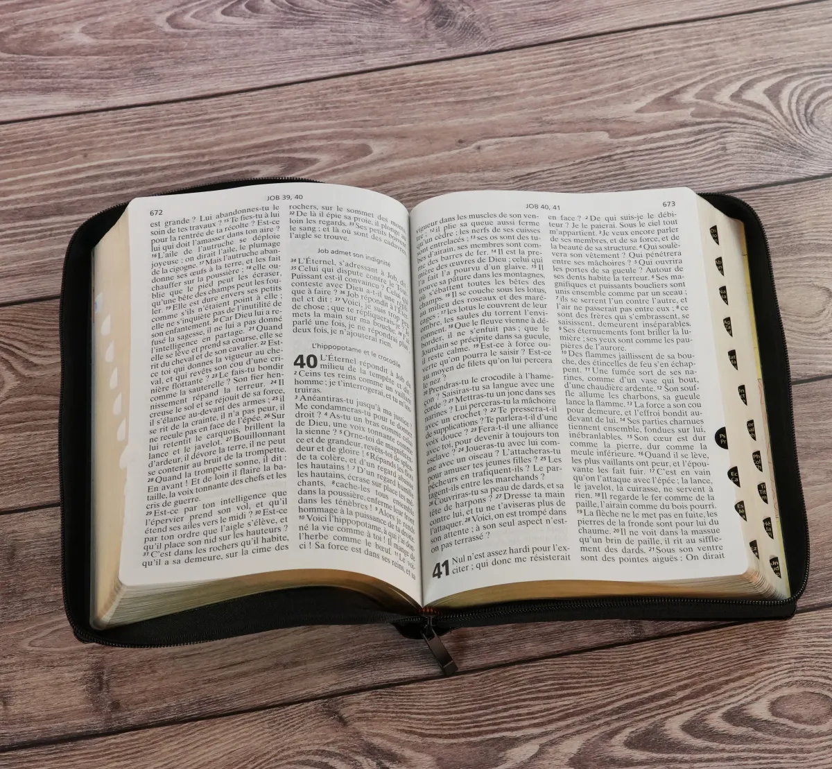 BIBLE NEG GROS CARACTERES SOUPLE FIBROCUIR TR. OR ONGLETS