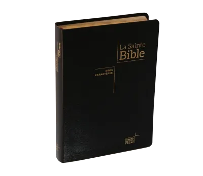 BIBLE NEG GROS CARACTERES SOUPLE FIBROCUIR TR. OR ONGLETS