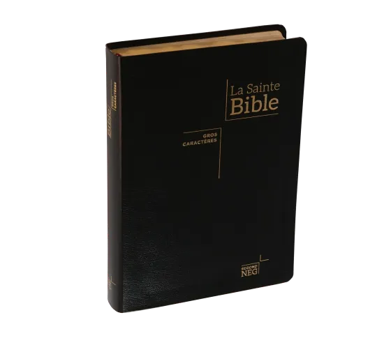 BIBLE NEG GROS CARACTERES SOUPLE FIBROCUIR TR. OR ONGLETS