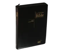 BIBLE NEG GROS CARACTERES SOUPLE FIBROCUIR FERMETURE ECLAIR TR. OR ONGLETS
