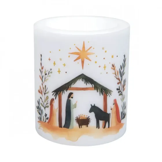BOUGIE EN CIRE ET PHOTOPHORE CRECHE