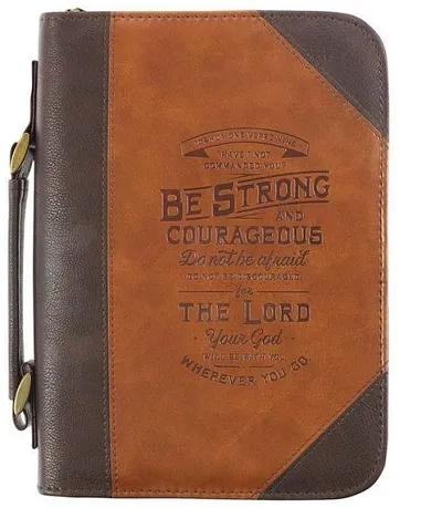 POCHETTE BIBLE LARGE MARRON BE STRONG AND COURAGEOUS JOS.1.9