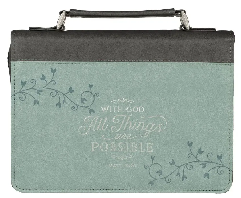 POCHETTE BIBLE ALL THINGS ARE POSSIBLE BLEU CALIR MAT.19.26