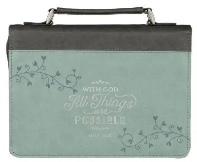 POCHETTE BIBLE ALL THINGS ARE POSSIBLE BLEU CALIR MAT.19.26
