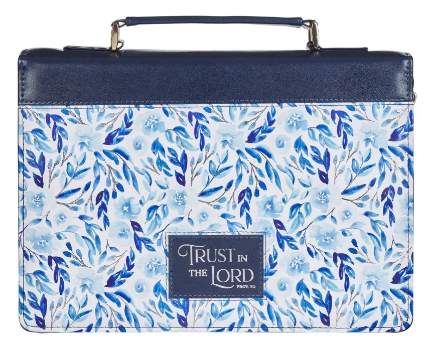 POCHETTE BIBLE LARGE TRUST IN THE LORD BLEU BOTANIQUE PR 3.5