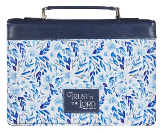 POCHETTE BIBLE LARGE TRUST IN THE LORD BLEU BOTANIQUE PR 3.5