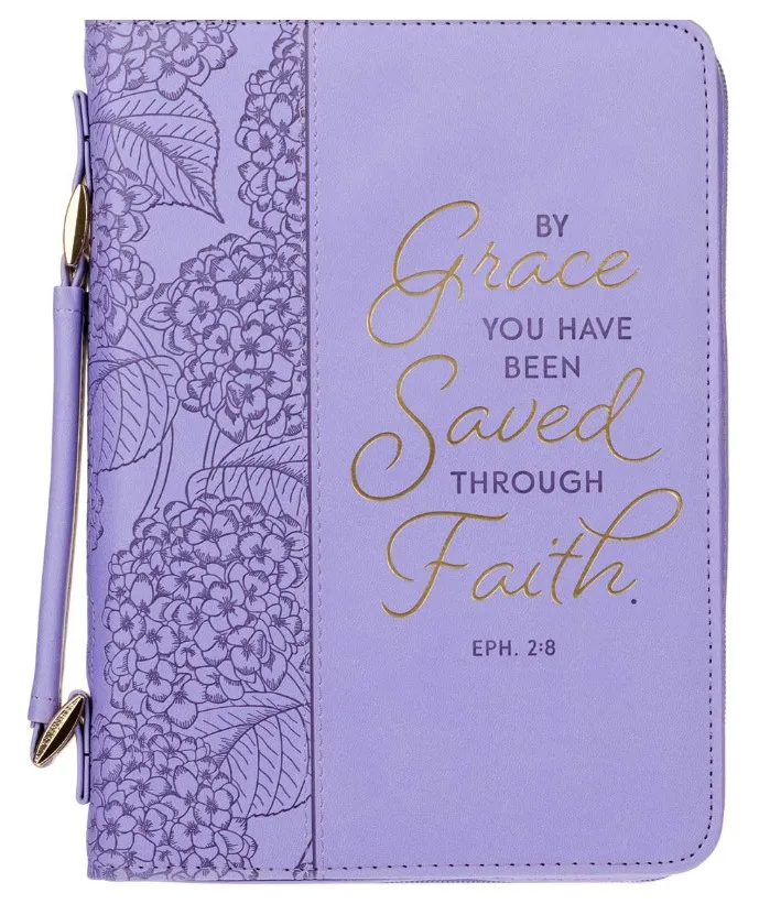 POCHETTE BIBLE SAVED BY GRACE LARGE LAVANDE EPH2.8